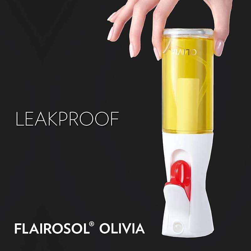 OLIVIA SIGNATURE Advanced Kitchen Oil Sprayer with Flairosol Technology, Fine Mist & Portion Control, Refillable Glass Olive Oil Cooking Spray Bottle for Air Fryer, Salad, BBQ, 130ml (Gold Print) - Image 5