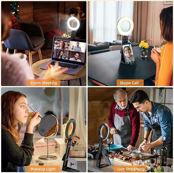Evershop Ring Light for Laptop Desk Clip On,Small Computer Video Conference Lighting with Stand for Phone/Webcam/Monitor,5" Portable Mini LED Selfie Light Desktop for Zoom Meeting/Video Call/Recording - Image 2