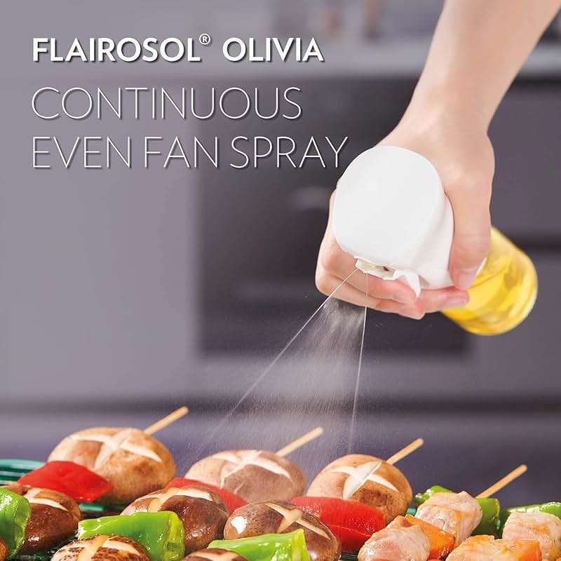 OLIVIA SIGNATURE Advanced Kitchen Oil Sprayer with Flairosol Technology, Fine Mist & Portion Control, Refillable Glass Olive Oil Cooking Spray Bottle for Air Fryer, Salad, BBQ, 130ml (Golden Leaves) - Image 5