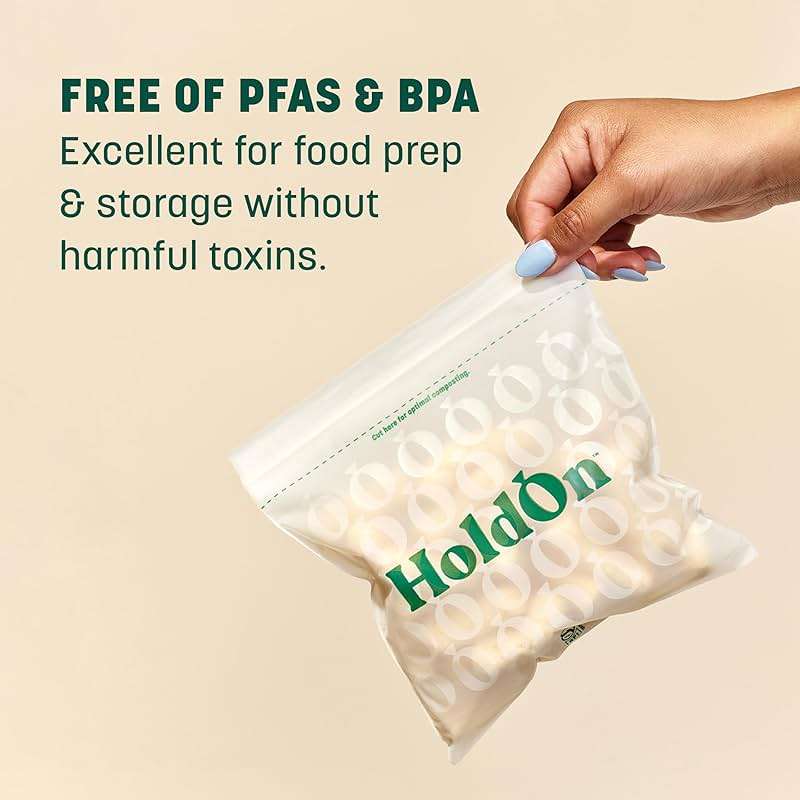 HoldOn Compostable Zip Lock Sandwich Bags, 200 Bags - Leak Proof Sandwich Size Storage Bags for Travel & Kitchen Meal Prep & On-The-Go Snacks - Resealable Food Storage Bags - BPA-Free, BPI Certified - Image 3