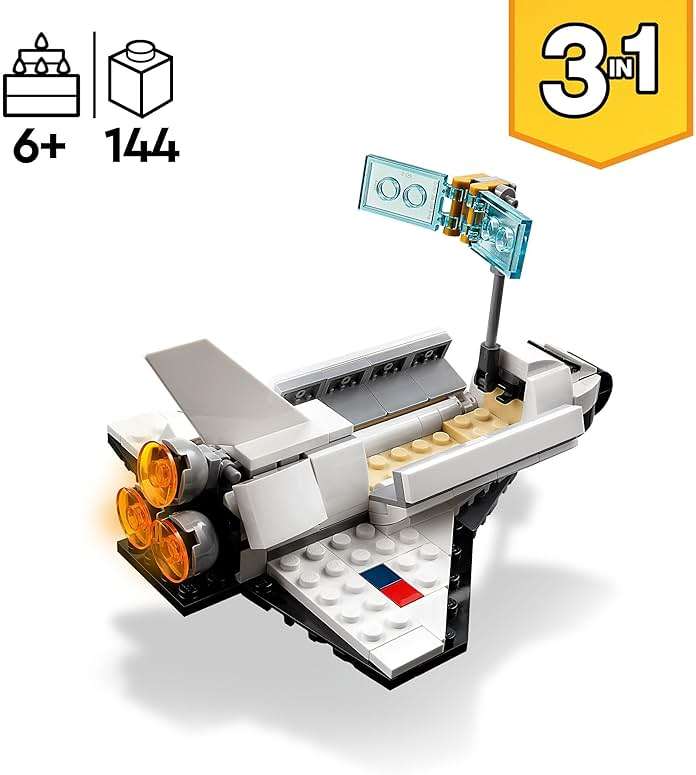 LEGO Creator 3 in 1 Space Shuttle Toys - Space Toys Building Set for Boys & Girls, Ages 6+ - Option to Build 2 Spaceships or Astronaut - Educational Gift for Kids Birthday & Holidays - 31134 - Image 3
