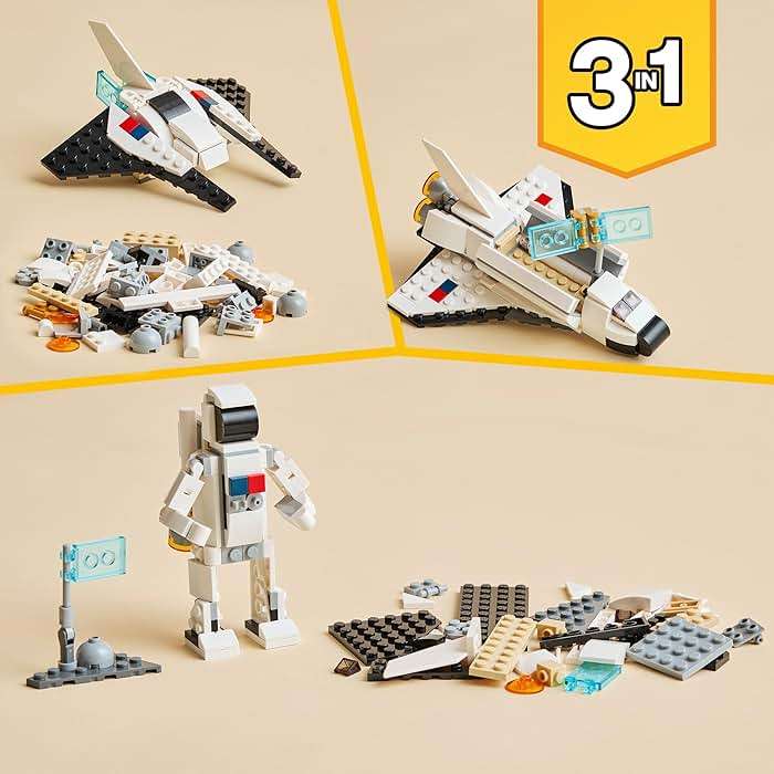 LEGO Creator 3 in 1 Space Shuttle Toys - Space Toys Building Set for Boys & Girls, Ages 6+ - Option to Build 2 Spaceships or Astronaut - Educational Gift for Kids Birthday & Holidays - 31134 - Image 4