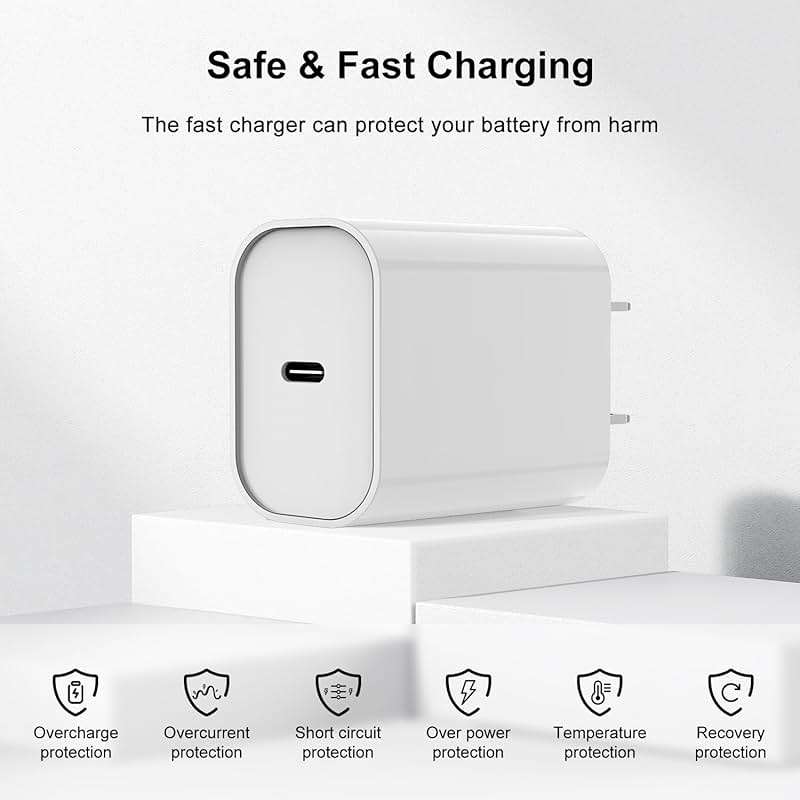 Fast Charger for iPhone Charger Fast Charging 6ft Lightning Cable,for iPhone 14 13 12 Pro Max Charger Fast Charging with USB C Charger Block,Type C to Lightning Cord for iPhone 11 Pro Max/XS-White - Image 4