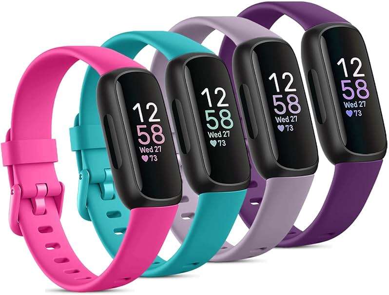 Odbeai Compatible with Fitbit Inspire 3 Bands for Women Men, Sport Wristband Replacement Soft Silicone Straps for Inspire 3 Fitness Tracker Women & Men(4 Pack,Small) - Image 1