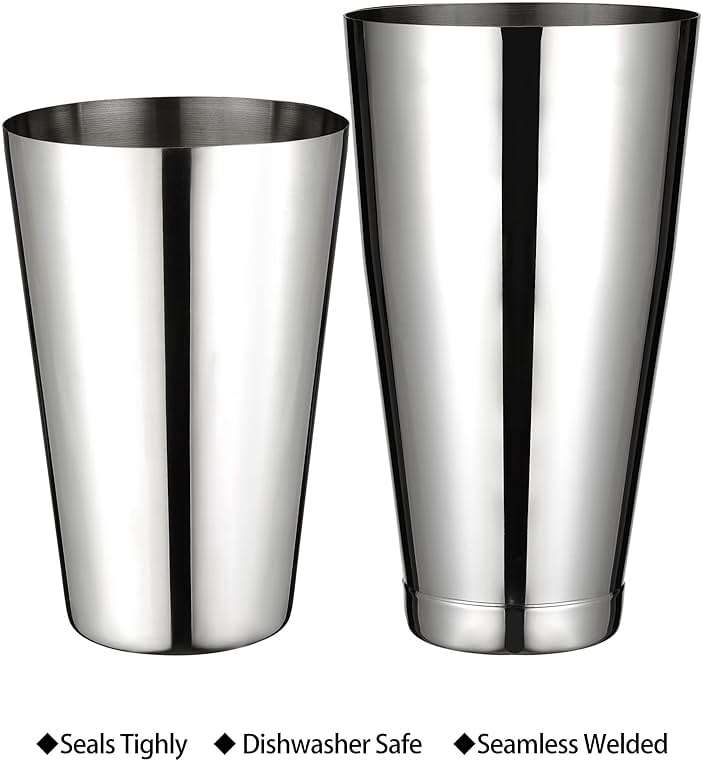 Plat Star Boston Cocktail Shaker Set, Weighted 28oz Unweighted 18oz Shaker Tins, 304 Stainless Steel Leak-Proof Drink Mixer Cup, Metal Bartender Tools for Home Bar & Commercial, Silver - Image 3