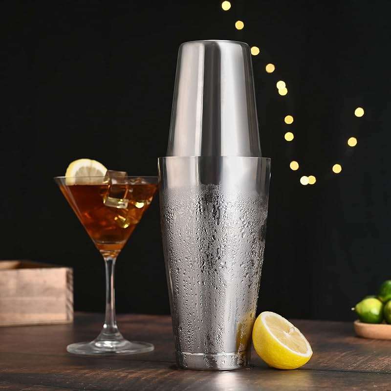 Plat Star Boston Cocktail Shaker Set, Weighted 28oz Unweighted 18oz Shaker Tins, 304 Stainless Steel Leak-Proof Drink Mixer Cup, Metal Bartender Tools for Home Bar & Commercial, Silver - Image 5