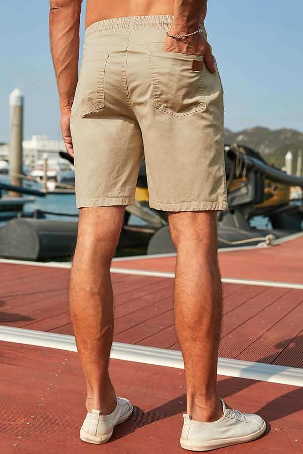 JMIERR Mens Casual Shorts - Cotton Drawstring Summer Beach Stretch Twill Chino Golf Shorts - Image 7