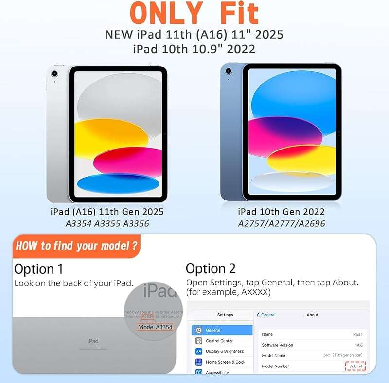Ambison Case for iPad (A16) 11th/10th Generation 11''/10.9'' 2025/2022, [Kid Proof] Full Body Protective Case with 9H Tempered Glass Screen Protector, 360° Rotatable Kickstand & Hand Strap (Black) - Image 2