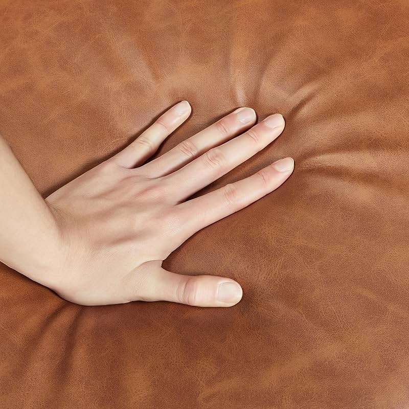 Yaheetech PU Leather Accent Chair, Mid-Century Modern Armchair with Solid Wood Legs, Reading Leisure Chair for Living Room Bedroom Waiting Room, Light Brown, Set of 2 - Image 10
