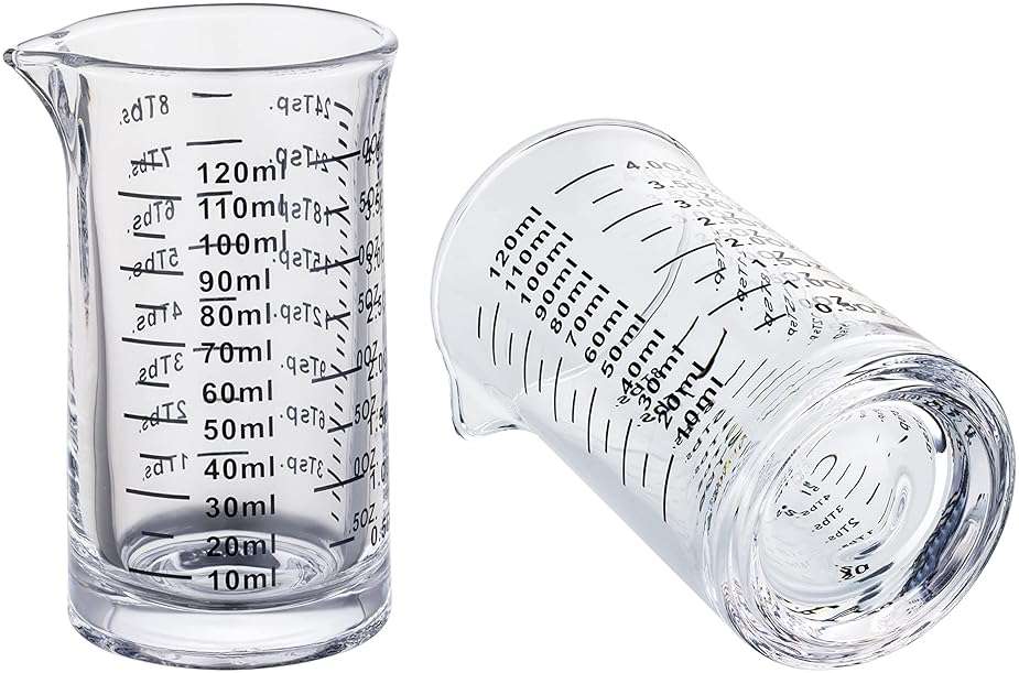 Ackers 4 Oz Glass Measuring Cup,Borosilicate Shot Glass with V-Shaped Spout(Pack of 2) - Image 1