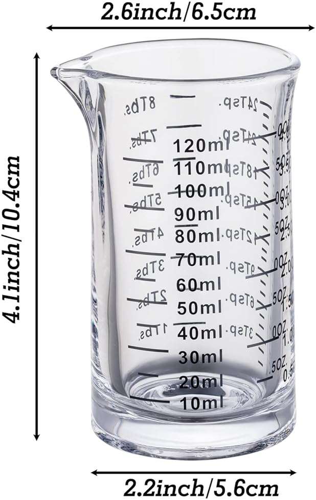 Ackers 4 Oz Glass Measuring Cup,Borosilicate Shot Glass with V-Shaped Spout(Pack of 2) - Image 3