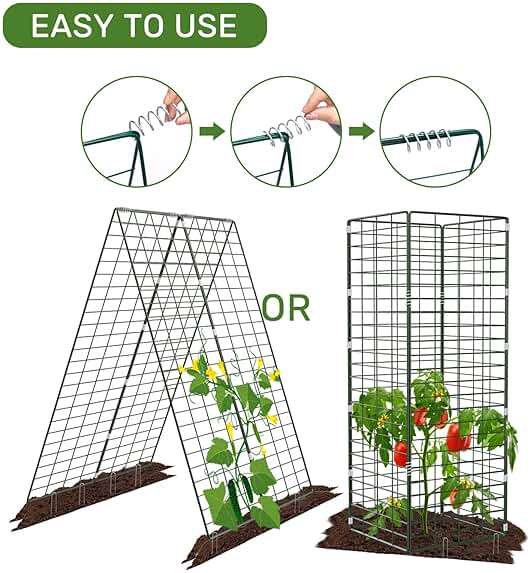 AGTEK 34" x 48" Foldable Cucumber Trellis with Garden Stakes and Zip Ties Plant Support A Frame Metal Trellis for Climbing Plants, Cucumber, Vegetable, Flowers - Image 5