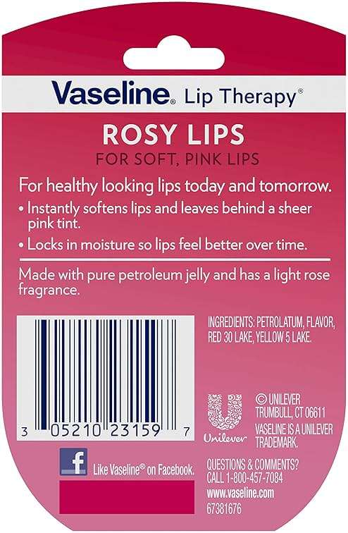 Vaseline Lip Therapy Rosy Lips 6-Pack – Moisturizing Lip Balm for Very Dry Lips in Mini Jars, 0.25 Oz Ea - Image 3