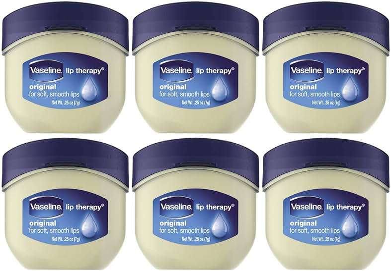 Vaseline Lip Therapy Original + Vitamin E, Mini 2-Packs (6 Jars) – Fragrance-Free Lip Balm, Moisturizer for Soft, Smooth & Glossy Lips, 0.25 Oz Ea - Image 1