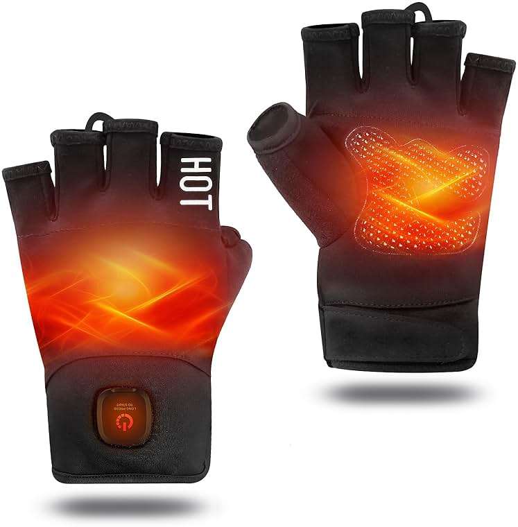 uncn Heated Gloves Fingerless for Women Man with 3.7V 3000mAh Battery Cordless Work Touchscreen Gloves for Winter Cold Weather Rechargeable Electric - Image 1