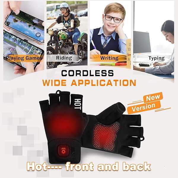 uncn Heated Gloves Fingerless for Women Man with 3.7V 3000mAh Battery Cordless Work Touchscreen Gloves for Winter Cold Weather Rechargeable Electric - Image 3