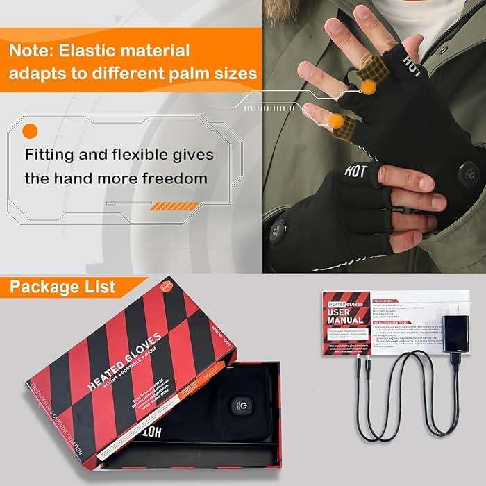 uncn Heated Gloves Fingerless for Women Man with 3.7V 3000mAh Battery Cordless Work Touchscreen Gloves for Winter Cold Weather Rechargeable Electric - Image 7