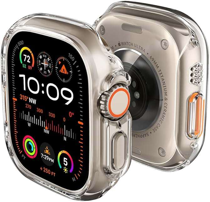 Spigen for Apple Watch Ultra 3/2/1 Case, Thin Fit 49mm Lightweight Shockproof Bumper Scratch-Resistant Hard PC Cover Accessories - Crystal Clear - Image 1