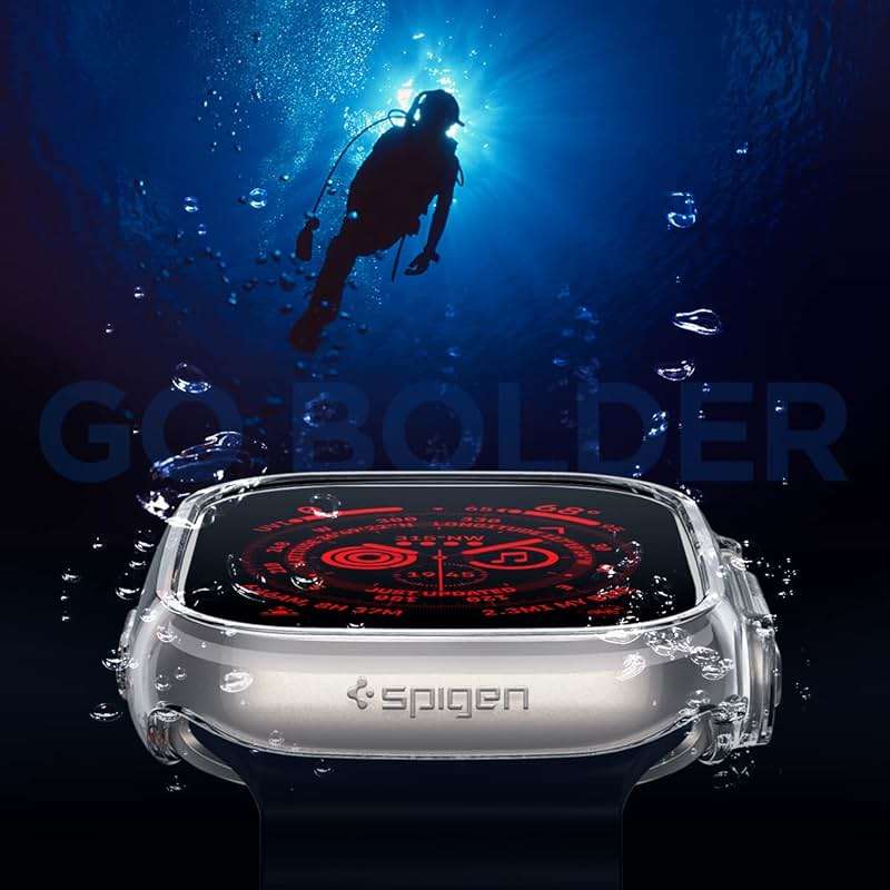 Spigen for Apple Watch Ultra 3/2/1 Case, Thin Fit 49mm Lightweight Shockproof Bumper Scratch-Resistant Hard PC Cover Accessories - Crystal Clear - Image 3