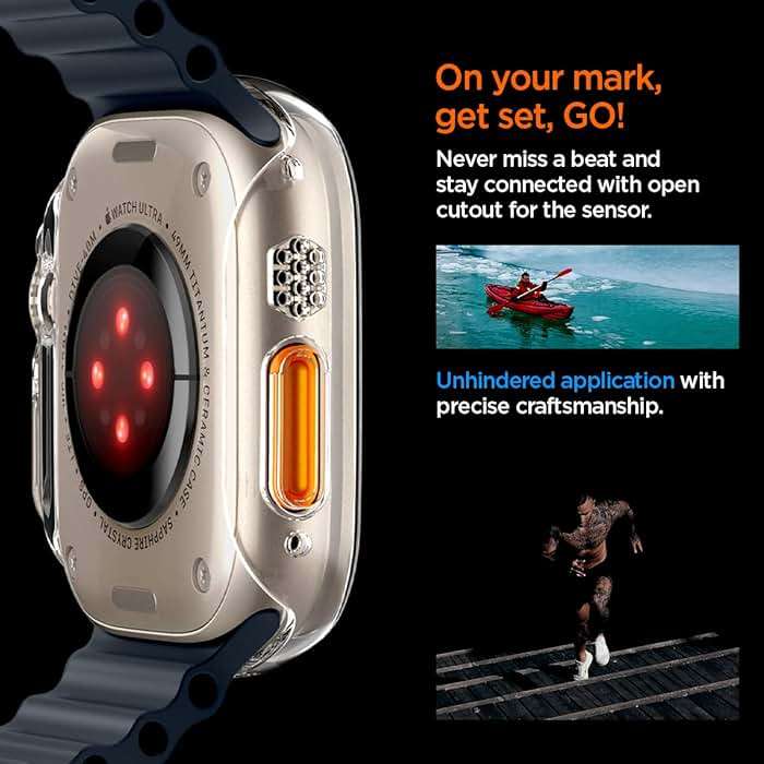 Spigen for Apple Watch Ultra 3/2/1 Case, Thin Fit 49mm Lightweight Shockproof Bumper Scratch-Resistant Hard PC Cover Accessories - Crystal Clear - Image 6