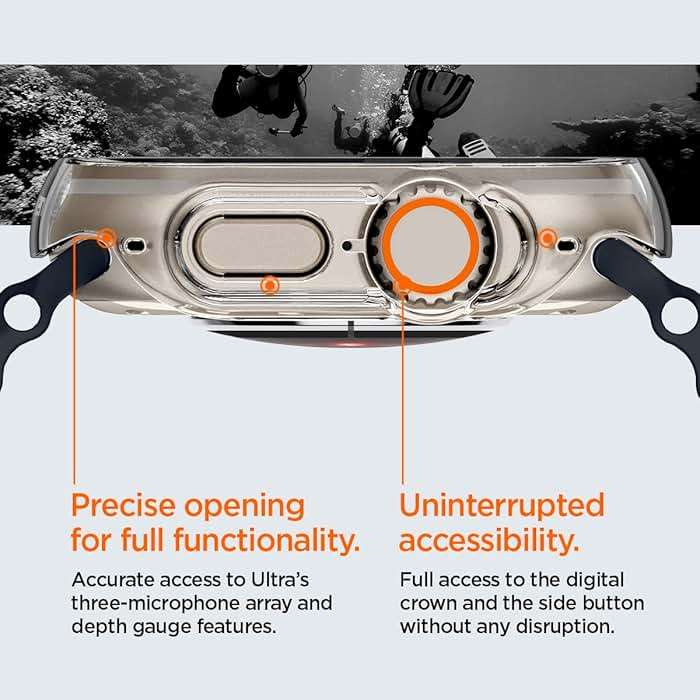 Spigen for Apple Watch Ultra 3/2/1 Case, Thin Fit 49mm Lightweight Shockproof Bumper Scratch-Resistant Hard PC Cover Accessories - Crystal Clear - Image 7