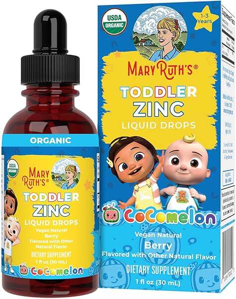 MaryRuth Organics Cocomelon Toddler Liquid Zinc | Sugar Free | USDA Organic | Kids Zinc Sulfate for Ages 1-3 | Immune Support Supplement for Children | Vegan | Non-GMO | Gluten Free | 1 Fl Oz - Image 1