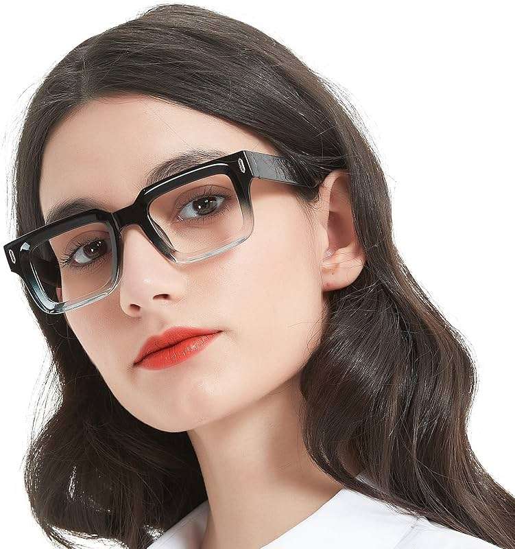 MARE AZZURO Thick Reading Glasses Women Stylish Square Readers 1.0 1.25 1.5 1.75 2.0 2.25 2.5 2.75 3.0 3.5 4.0 5.0 6.0 - Image 1