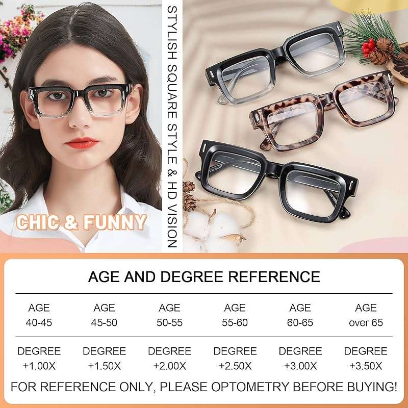 MARE AZZURO Thick Reading Glasses Women Stylish Square Readers 1.0 1.25 1.5 1.75 2.0 2.25 2.5 2.75 3.0 3.5 4.0 5.0 6.0 - Image 5
