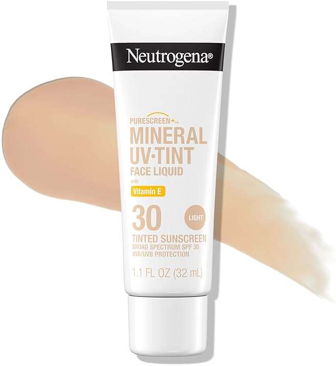 Neutrogena Purescreen+ Tinted Sunscreen for Face SPF 30, Broad Spectrum Mineral Sunscreen with Zinc Oxide & Vitamin E, Water Resistant, Fragrance Free, Light, 1.1 fl oz - Image 1