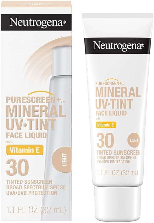 Neutrogena Purescreen+ Tinted Sunscreen for Face SPF 30, Broad Spectrum Mineral Sunscreen with Zinc Oxide & Vitamin E, Water Resistant, Fragrance Free, Light, 1.1 fl oz - Image 2
