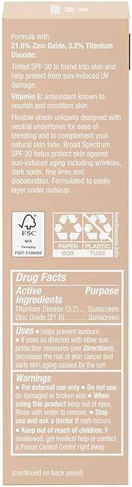 Neutrogena Purescreen+ Tinted Sunscreen for Face SPF 30, Broad Spectrum Mineral Sunscreen with Zinc Oxide & Vitamin E, Water Resistant, Fragrance Free, Light, 1.1 fl oz - Image 8