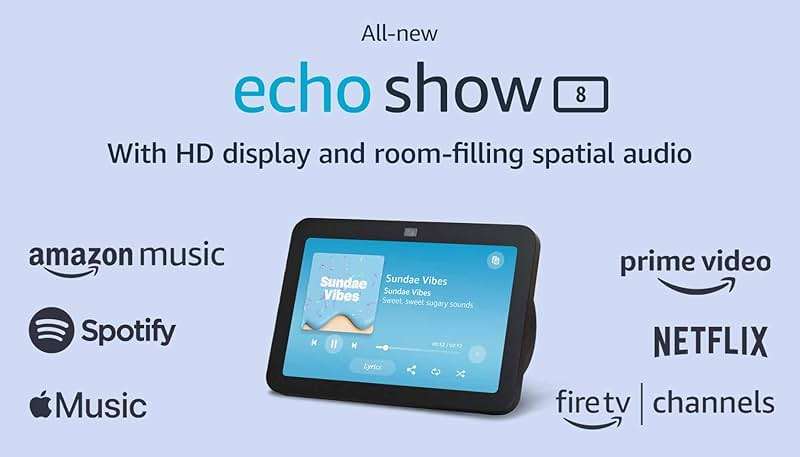 Like-New Amazon Echo Show 8, With Spatial Audio, Smart Home Hub, ideal for open living spaces, includes Alexa, Charcoal - Image 8