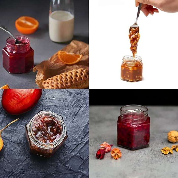 Keketin 1.5oz Honey Jars,30 Pack Hexagonal Glass Jars with Gold Lids,45ml Small Canning Jar Mini Storage Glass Jars for Jams,Fruits,Spices,Nuts,Jellies,Baby Foods - Image 5