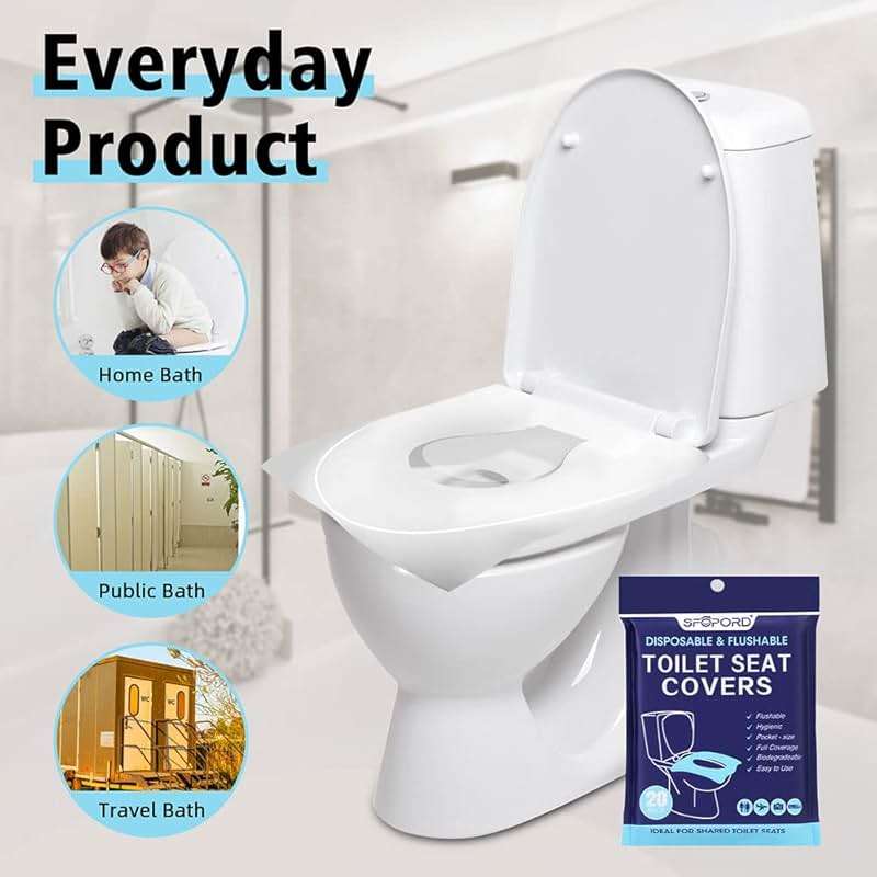 SFOPORD XL 100PCS Toilet Seat Covers Disposable - Flushable Paper Toilet Seat Cover is Travel Accessories, Travel Essentials for Public Restrooms, Airplane, Campin - Image 6