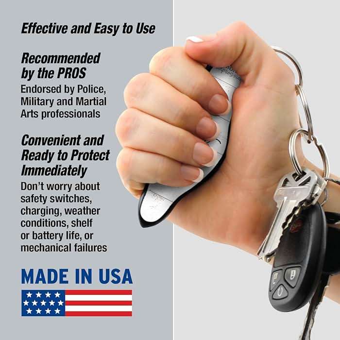 MUNIO Self Defense Keychain – Lightweight, Stylish & Portable Safety Tool for Women & Men – Non-Lethal Kubotan, Easy to Use, TSA Approved – Made in USA – Faith Over Fear Design - Image 2