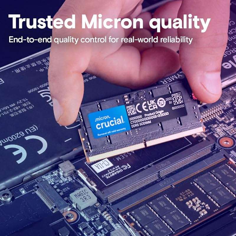 Crucial 32GB DDR5 RAM Kit (2x16GB), 5600MHz (or 5200MHz or 4800MHz) Laptop Memory 262-Pin SODIMM, Compatible with Intel Core and AMD Ryzen 7000, Black - CT2K16G56C46S5 - Image 6