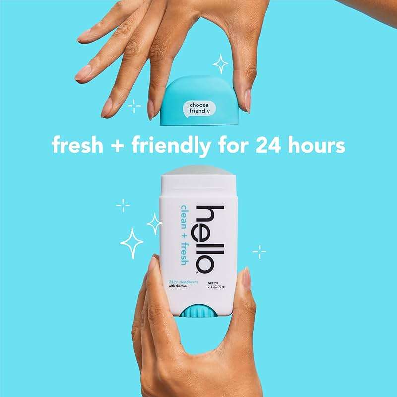 hello Clean + Fresh Aluminum Free Deodorant for Women and Men, 72-Hour Deodorant, Only 9 Ingredients, Baking Soda Free, Enriched with Shea Butter, Vegan, 2.6 oz Stick Deodorant (2 Pack) - Image 4