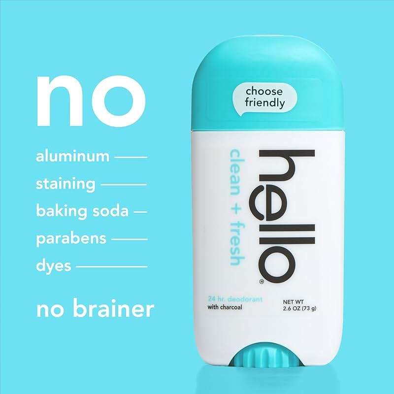 hello Clean + Fresh Aluminum Free Deodorant for Women and Men, 72-Hour Deodorant, Only 9 Ingredients, Baking Soda Free, Enriched with Shea Butter, Vegan, 2.6 oz Stick Deodorant (2 Pack) - Image 6