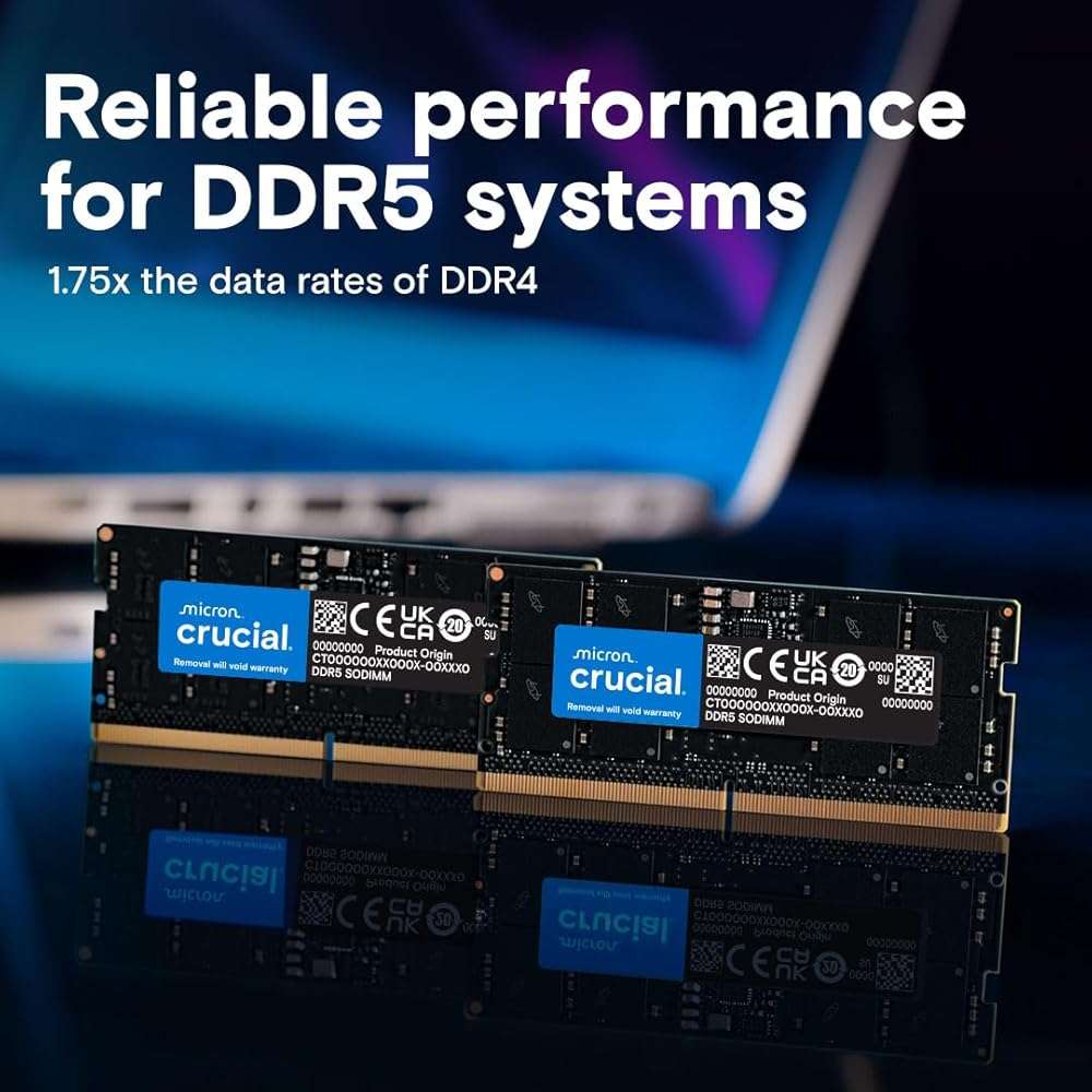 Crucial 16GB DDR5 RAM, 5600MHz (or 5200MHz or 4800MHz) Laptop Memory, SODIMM 262-Pin, Compatible with 13th Gen Intel Core and AMD Ryzen 7000 - CT16G56C46S5 - Image 2