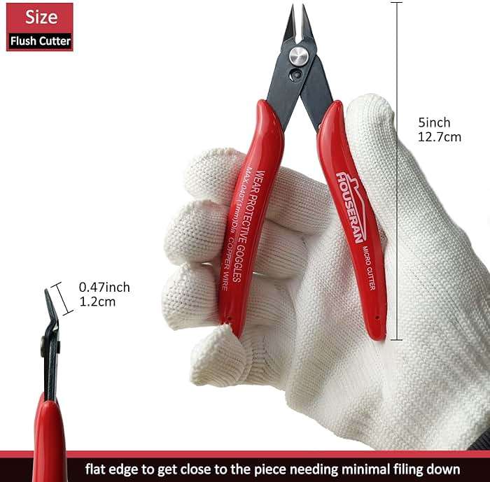 HOUSERAN 170 Wire Cutters, 10 PACK, 5 Inch Micro Flush Cutter, Small Wire Cutters Spring Loaded Cutting Pliers, Side Cutters, Diagoanl Cutters for Jewelry Making, Models, Zip Ties Plastic Wire Snips - Image 3