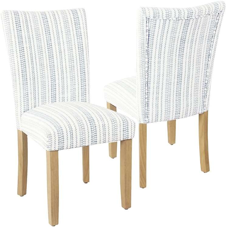 HomePop Parsons Dining Chair - Blue Farmhouse Stripe (Set of 2) - Image 1