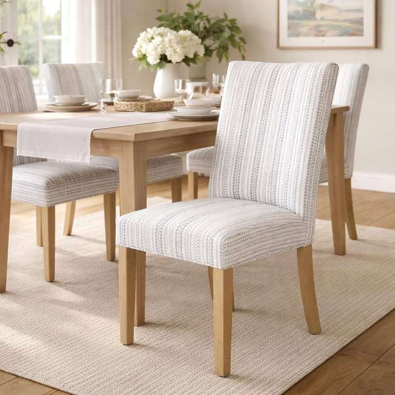HomePop Parsons Dining Chair - Blue Farmhouse Stripe (Set of 2) - Image 2