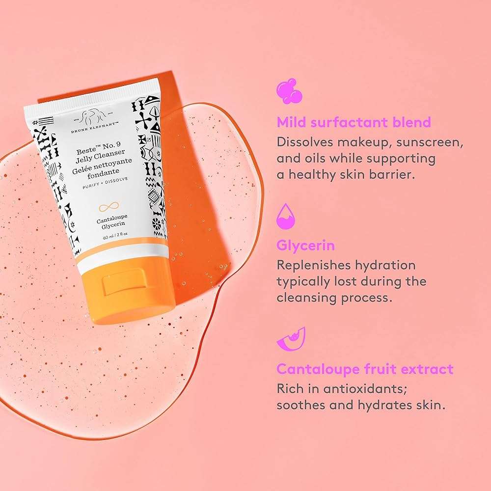 Drunk Elephant Beste No. 9 Jelly Cleanser - Travel-Size Gel Face Wash - Clean Clinical Skincare - Cruelty-Free - Dermatologist-Tested - Free of Essential Oils, Silicones, and Fragrance - Image 4