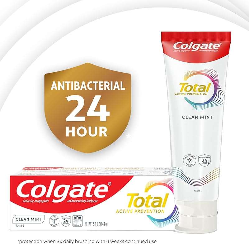 Colgate Total Active Prevention Clean Mint Toothpaste, Anticavity Fluoride Toothpaste, Clinically Proven Formula That Fights Plaque Bacteria, Mint, 4 Pack, 5.1 oz - Image 6
