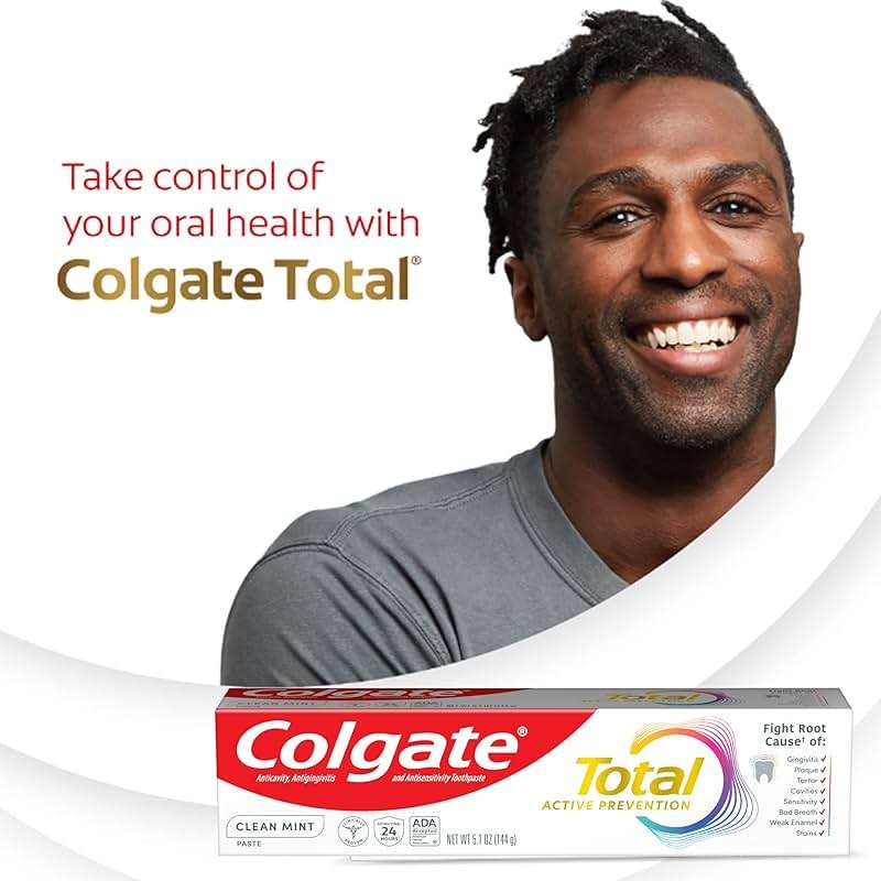 Colgate Total Active Prevention Clean Mint Toothpaste, Anticavity Fluoride Toothpaste, Clinically Proven Formula That Fights Plaque Bacteria, Mint, 4 Pack, 5.1 oz - Image 9
