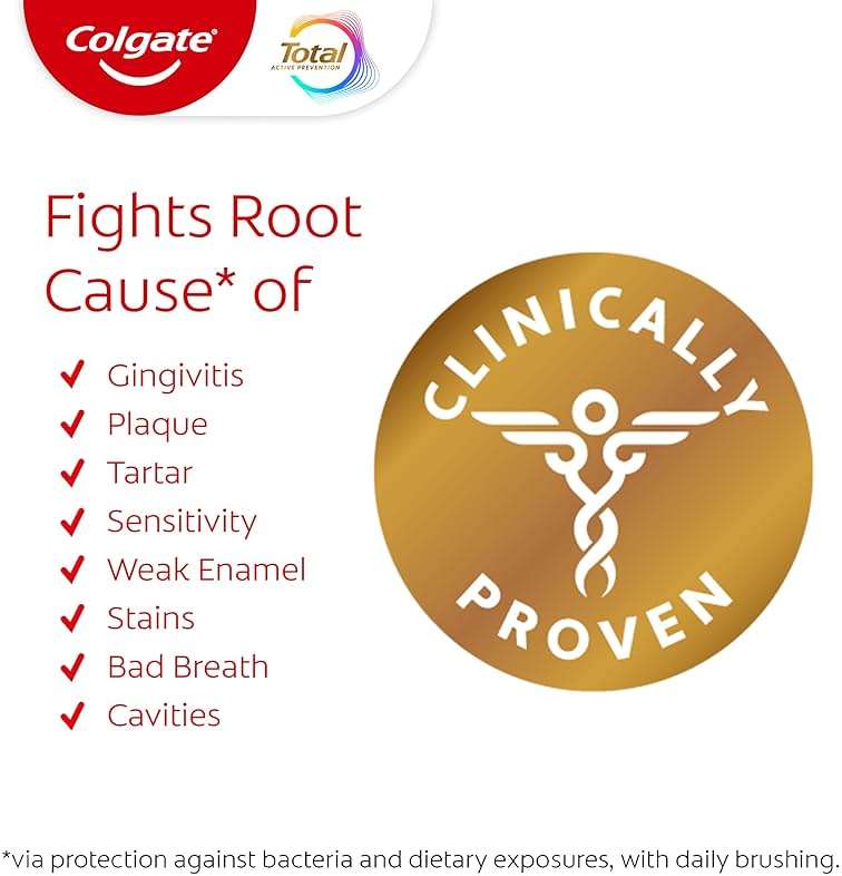 Colgate Total Whitening Toothpaste Paste, 5.1 oz, 4 Pack, Fluoride, Antibacterial, for Plaque, Gingivitis, Sensitivity, Stain Removal, Clinically Proven, Mint, Teeth Whitening, Stannous Fluoride - Image 5