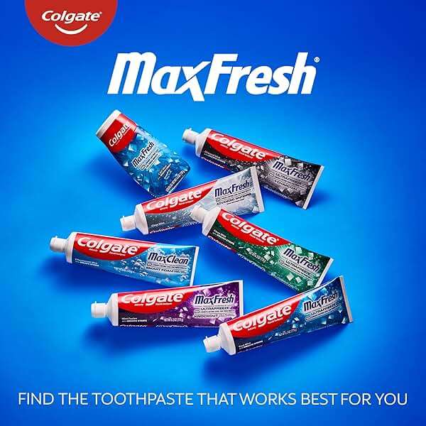 Colgate MaxFresh Clean Mint Toothpaste Pack, Fresh Breath Toothpaste with Fluoride and Hundreds of Mini Breath Strips, Leaves Mouth Feeling Refreshed for Hours, 4 Pack, 6.3 oz - Image 8