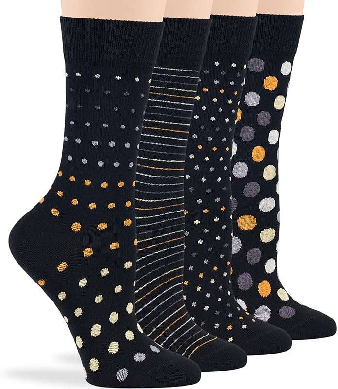 7BigStars Women Crew Socks - Fun Cotton Socks for Women, Colorful and Cute Designs, 4 Pairs Breathable Casual Dress Socks - Image 6