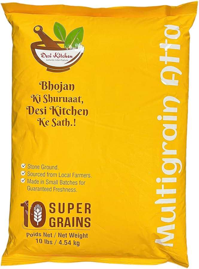 Desi Kitchen Multigrain (10 Super Grains) Wheat Flour (Chakki Atta) 10lbs - Image 3