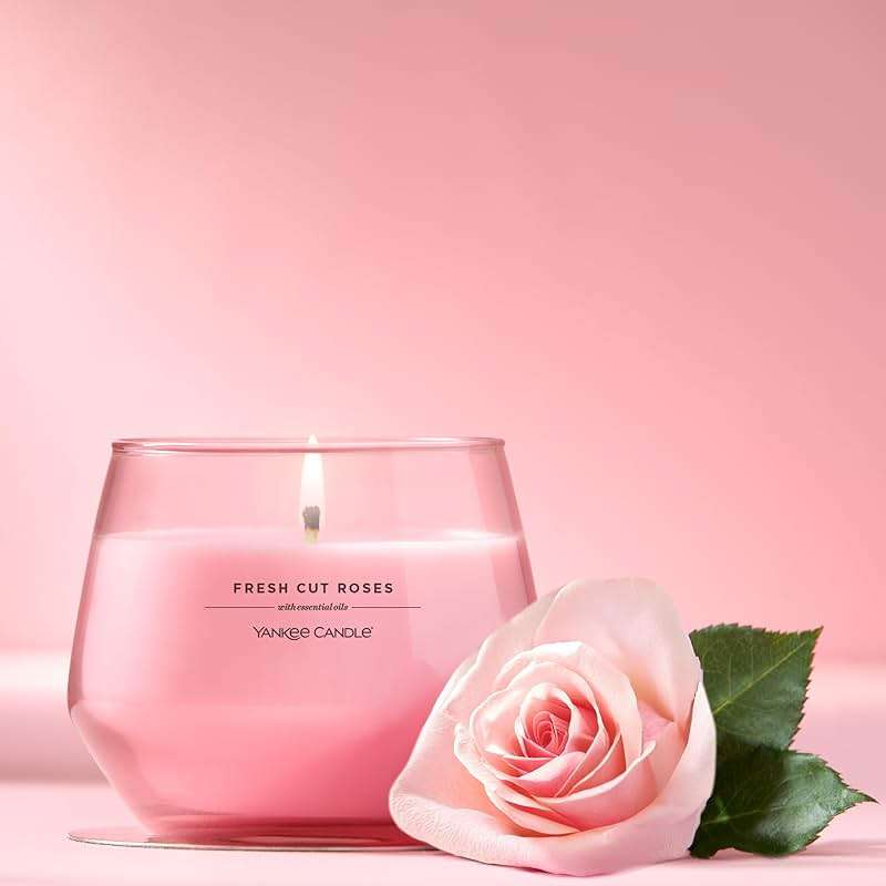 Yankee Candle Studio Scented Candle with up to 50 Hour Burn Time, Premium Plant Wax Blend for Consistent Burn, 10 oz Jar Candle with Room Filling Fragrance, Fresh Cut Roses (Pack of 1) - Image 2